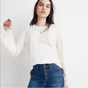 NWOT Madewell Eyelet Embroidered Tier Sleeve Top